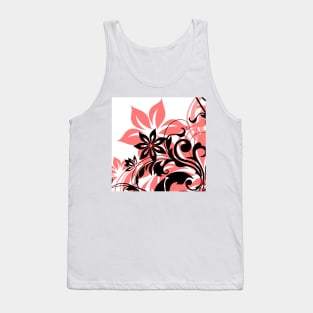 Salmon Black Floral Art Tank Top